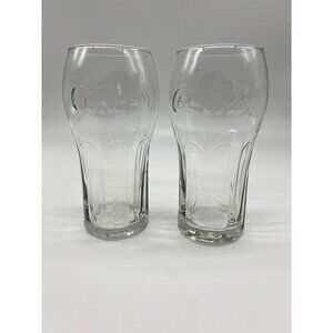Coca Cola Heritage Clear Contour Drinking Glasses 16oz. Set of 2